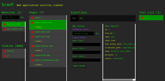 ScanF - A web application security assessment tool